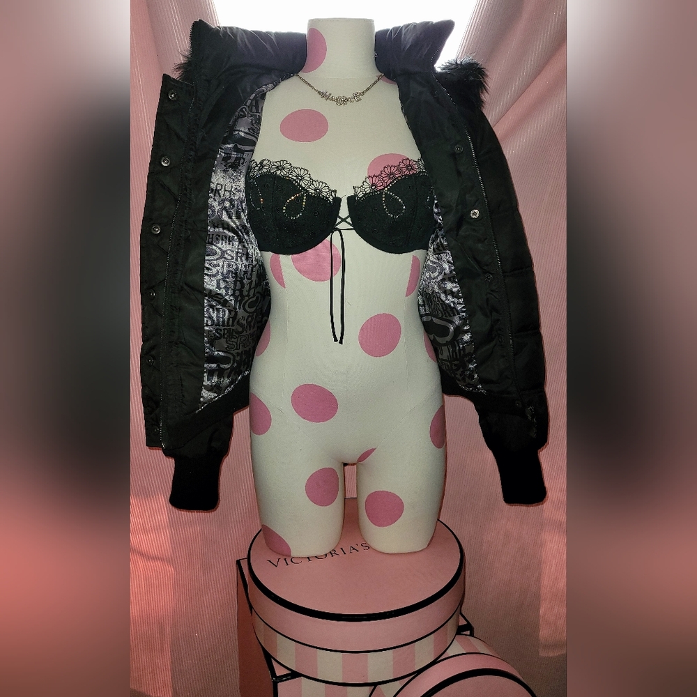 Vintage Rare SRH Fur Hood Black Puffer Jacket